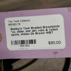 Braided Breastplate *xc, older, mnr dirt, rubs & faded spots, xholes