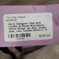 Thick Soft Leather & Elastic Breastplate, Wither Bridge *gc, dirty, xholes, older, rubs, creases
