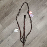 Narrow Hunter Leather & Elastic Breastplate, snaps *gc, dirty, xholes, older, rubs, creases, faded, scrapes, stains, stretched elastic