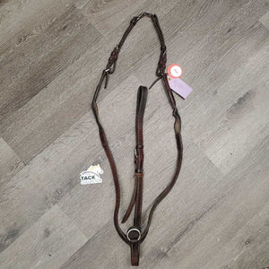 Narrow Hunter Leather & Elastic Breastplate, snaps *gc, dirty, xholes, older, rubs, creases, faded, scrapes, stains, stretched elastic