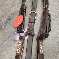 Thick Soft Leather & Elastic Breastplate, snaps, Running Attachment *gc, dirty, xholes, older, rubs, creases, faded, scrapes, cut
