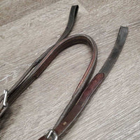 Thick Soft Leather & Elastic Breastplate, snaps, Running Attachment *gc, dirty, xholes, older, rubs, creases, faded, scrapes, cut
