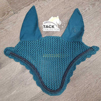 Crochet Ear Bonnet Fly Veil, 2x Piping * vgc, clean, curled, faded, shrunk
