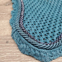 Crochet Ear Bonnet Fly Veil, 2x Piping * vgc, clean, curled, faded, shrunk
