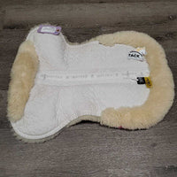 Quilt Sheepskin Half Pad, rolled edge *vgc, clean, clumpy, mnr stains, bare spots, hair, puckers, dingy