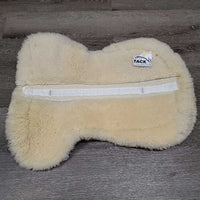 Quilt Sheepskin Half Pad, rolled edge *vgc, clean, clumpy, mnr stains, bare spots, hair, puckers, dingy