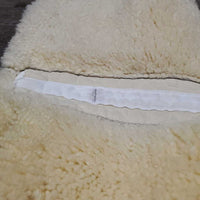 Quilt Sheepskin Half Pad, rolled edge *vgc, clean, clumpy, mnr stains, bare spots, hair, puckers, dingy
