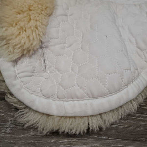 Quilt Sheepskin Half Pad, rolled edge *vgc, clean, clumpy, mnr stains, bare spots, hair, puckers, dingy