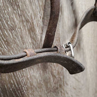 FS Wide Nose Hunter Bridle, braided reins *fair,CUT OFF Flash, tight keepers, thick residue, dry, stiff, faded
