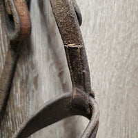 FS Wide Nose Hunter Bridle, braided reins *fair,CUT OFF Flash, tight keepers, thick residue, dry, stiff, faded
