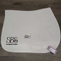 Quilt Jumper Saddle Pad, "Springbank Stables" *gc, stains, dingy, mnr hair, pills, cut tabs, rubs
