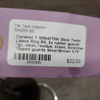 SMed/Thin Slow Twist Loose Ring Bit, 2x rubber guards *gc, clean, residue, stains, scratches *ripped guards
