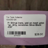 Pr Stirrup Irons, add on mesh grips *gc, dirty, scratches
