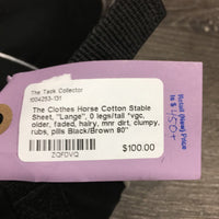 Cotton Stable Sheet, "Lange", 0 legs/tail *vgc, older, faded, hairy, mnr dirt, clumpy, rubs, pills
