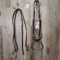 Monocrown Bridle, Bling, Flash, Rubber Lined Reins *gc, dirty, rubs, mismatched, tight & missing keepers, edge scrapes, thin/sticky rubber
