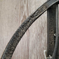 Monocrown Bridle, Bling, Flash, Rubber Lined Reins *gc, dirty, rubs, mismatched, tight & missing keepers, edge scrapes, thin/sticky rubber
