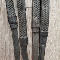 Rolled Monocrown Dressage Bridle, Crank, HDR Bband, Rubber Reins *gc, rubs, faded & dust?dirt, cut end, xholes, NO Bradoon Holder, Missing 1 Keeper