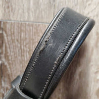 Rolled Monocrown Dressage Bridle, Crank, HDR Bband, Rubber Reins *gc, rubs, faded & dust?dirt, cut end, xholes, NO Bradoon Holder, Missing 1 Keeper