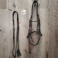 "Week Monday" FS Rsd Padded Monocrown Bridle, Soft Smooth Rubber Reins *vgc, NO Flash, clean, mnr residue, rubs & stretched hole

