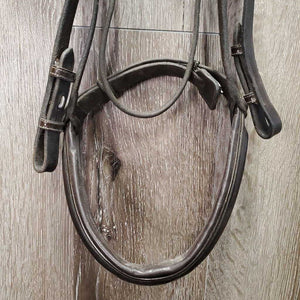 "Week Monday" FS Rsd Padded Monocrown Bridle, Soft Smooth Rubber Reins *vgc, NO Flash, clean, mnr residue, rubs & stretched hole