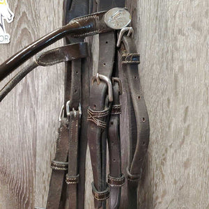 "Week Monday" FS Rsd Padded Monocrown Bridle, Soft Smooth Rubber Reins *vgc, NO Flash, clean, mnr residue, rubs & stretched hole
