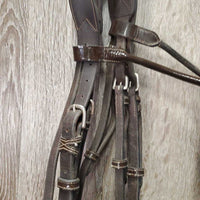 "Week Monday" FS Rsd Padded Monocrown Bridle, Soft Smooth Rubber Reins *vgc, NO Flash, clean, mnr residue, rubs & stretched hole