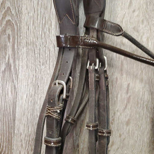 "Week Monday" FS Rsd Padded Monocrown Bridle, Soft Smooth Rubber Reins *vgc, NO Flash, clean, mnr residue, rubs & stretched hole