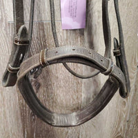 "Week Monday" FS Rsd Padded Monocrown Bridle, Soft Smooth Rubber Reins *vgc, NO Flash, clean, mnr residue, rubs & stretched hole
