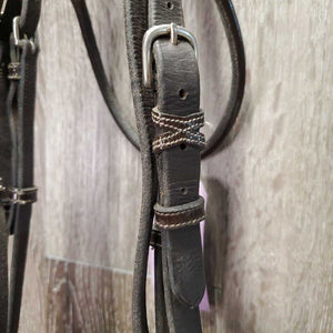 "Week Monday" FS Rsd Padded Monocrown Bridle, Soft Smooth Rubber Reins *vgc, NO Flash, clean, mnr residue, rubs & stretched hole
