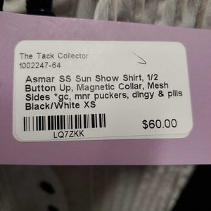 SS Sun Show Shirt, 1/2 Button Up, Magnetic Collar, Mesh Sides *gc, mnr puckers, dingy & pills