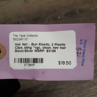 Hair Net - Bun Elastic, 2 Plastic Clips, bling *vgc, clean, mnr hair
