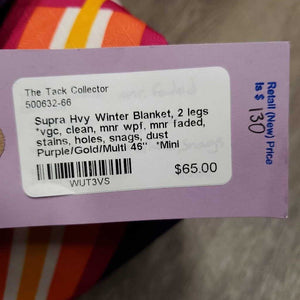 Hvy Winter Blanket, 2 legs *vgc, clean, mnr wpf, mnr faded, stains, holes, snags, dust