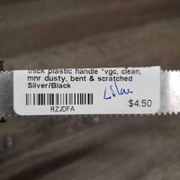 Fine Double Sided Shedding Blade, thick plastic handle *vgc, clean, mnr dusty, bent & scratched
