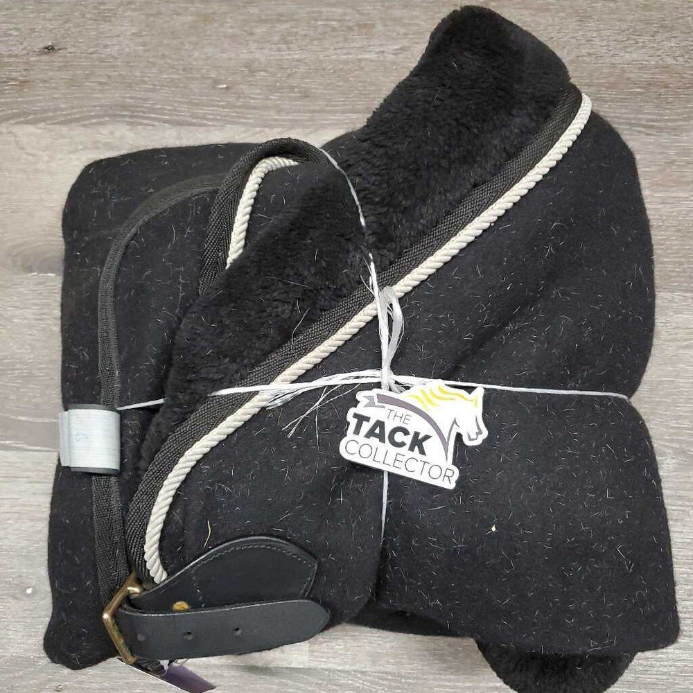 Hvy Wool Cooler, fleece collar, tail *gc, v. hairy, mnr dirt, oily?, stained binding, clumpy