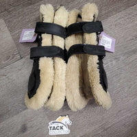 Open Front Boots, Fleece Lined, Velcro - Tabs *gc, clean & dirty, clumpy, stains, rubs, scratches
