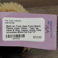 Open Front Boots, Fleece Lined, Velcro - Tabs *gc, clean & dirty, clumpy, stains, rubs, scratches
