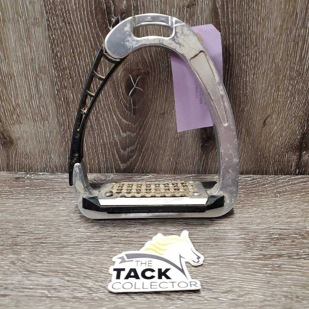 RT ONLY Aluminum Safety Stirrup, Grater Grip *gc/fair, scuffs, dirty, rubbed/worn grips, bent & thin screws