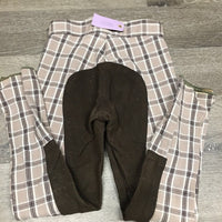 High Waist Full Seat Breeches *gc, v.rubbed & pilly seat/legs, hairy velcro
