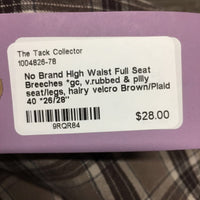 High Waist Full Seat Breeches *gc, v.rubbed & pilly seat/legs, hairy velcro
