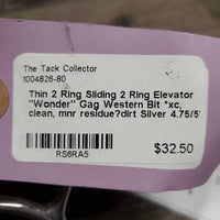 Thin 2 Ring Sliding 2 Ring Elevator "Wonder" Gag Western Bit *xc, clean, mnr residue?dirt
