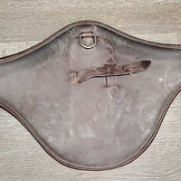 Padded Leather Belly Girth, 2x els, D Ring, Strap *gc/fair, stains, faded, scrapes, dry, creased/puckered edges
