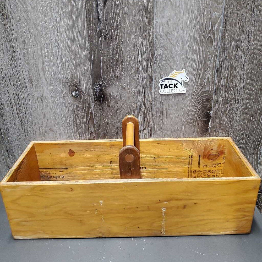 Wood Grooming Box, top handle *gc, scrapes, stains, rubs, older