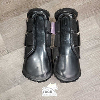 Closed Front & Hind Boots, fleece lined, velcro *gc/fair, hairy, clumpy, clean, scrapes, faded

