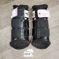 Closed Front & Hind Boots, fleece lined, velcro *gc/fair, hairy, clumpy, clean, scrapes, faded

