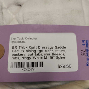 Thick Quilt Dressage Saddle Pad, 1x piping *gc, clean, stains, puckers, cut tabs, mnr threads, rubs, dingy