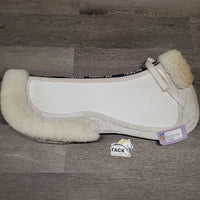 Shimmable Non Slip Sheepskin Half Pad, rolled edge *gc, pilly, rubs, stains, clumpy, dingy, mildew
