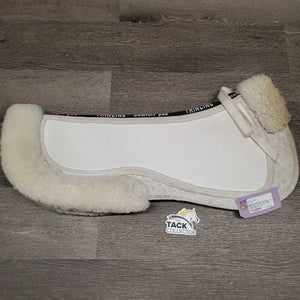 Shimmable Non Slip Sheepskin Half Pad, rolled edge *gc, pilly, rubs, stains, clumpy, dingy, mildew