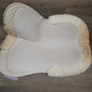 Shimmable Non Slip Sheepskin Half Pad, rolled edge *gc, pilly, rubs, stains, clumpy, dingy, mildew