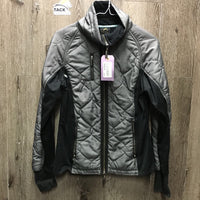 Light Quilt Jacket, Flece Lining, Zipper *gc, undone stitching, puckers, rubs, pills, faded cuffs
