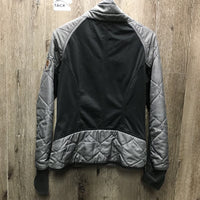 Light Quilt Jacket, Flece Lining, Zipper *gc, undone stitching, puckers, rubs, pills, faded cuffs
